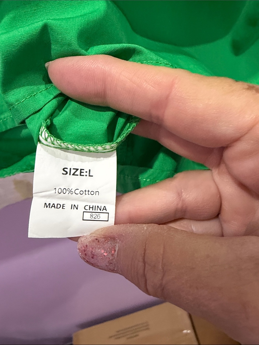 Women’s Green Puff Sleeve Top with Pink & Orange Trim - Picture 3 of 3